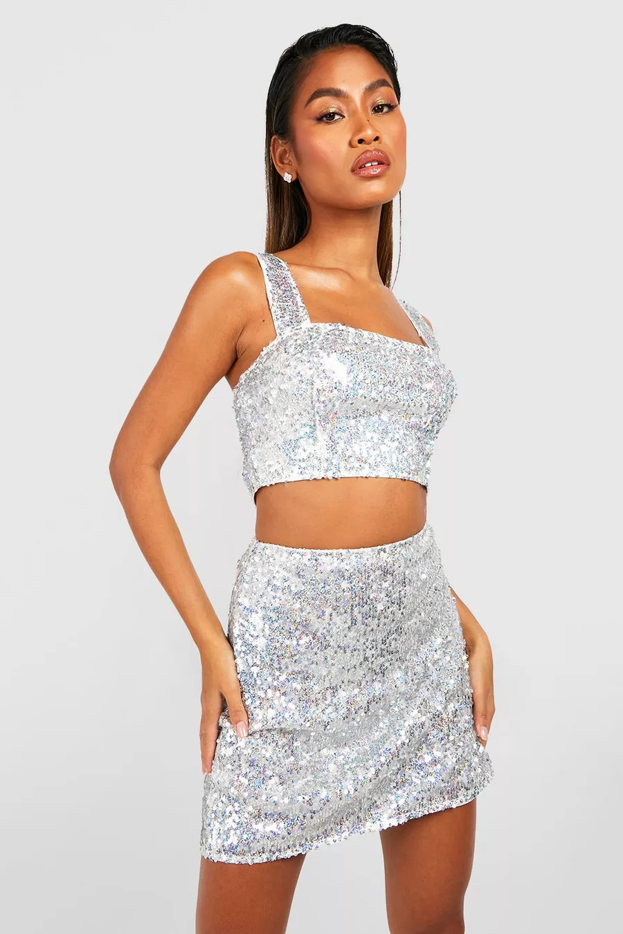 Iridescent Sequin Mini Skirt | boohoo (US & Canada)