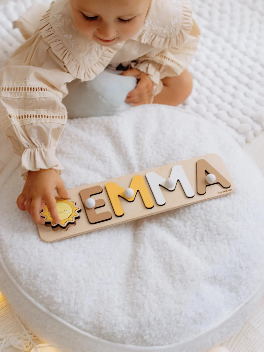 1st Birthday Gift. Personalized Name Puzzle in 8 Colors. First Trip Around the Sun. Montessori To... | Etsy (US)