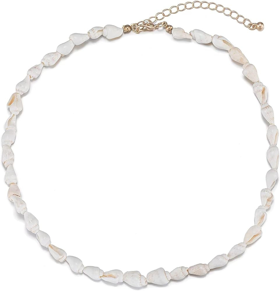 Iutymu Natural White Conch Shell Necklace With Long Gold Adjustable Extender Chain for Beach/Holi... | Amazon (US)