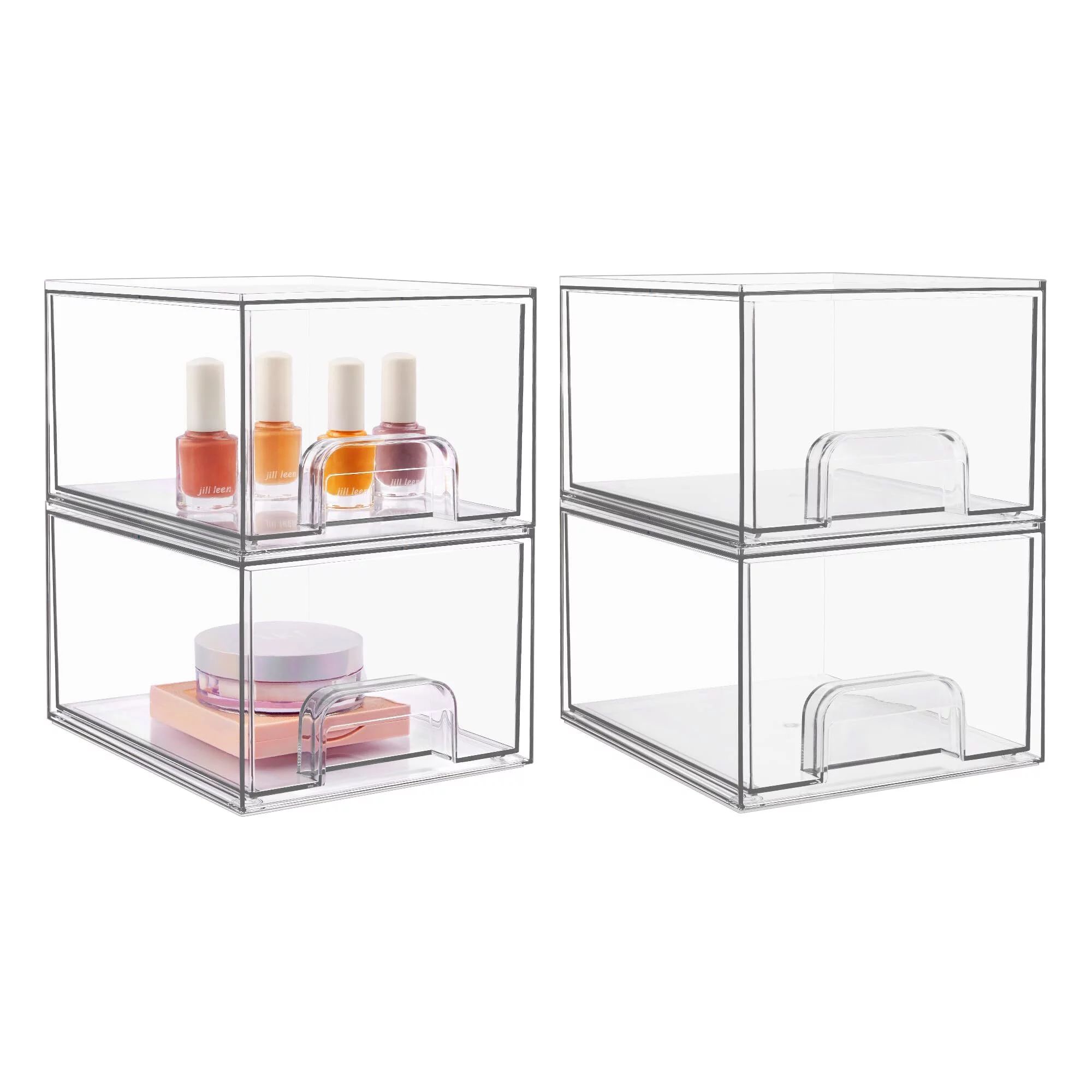 Stackable Makeup Storage Drawers, Vtopmart 4 Pack Acrylic Bathroom Organizers, Clear Plastic Stor... | Walmart (US)