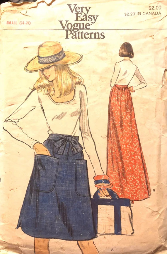 Misses'  Back Wrap Skirt Sewing Pattern 1970's Vogue 8815 Waist 24-25 inches Complete | Etsy (US)