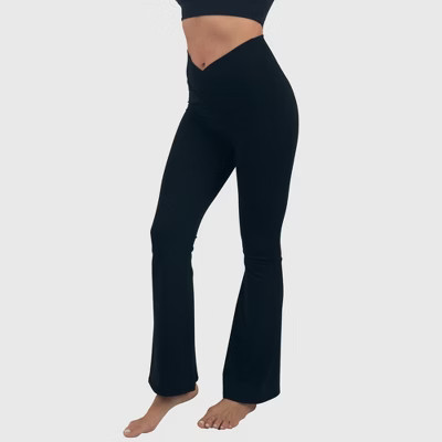 Alpine Swiss Leila Womens Flare Leggings High Waisted Crossover V Waist Buttery Soft Tummy Control Yoga Pants Not See Through Workout Bootcut Tights | Target