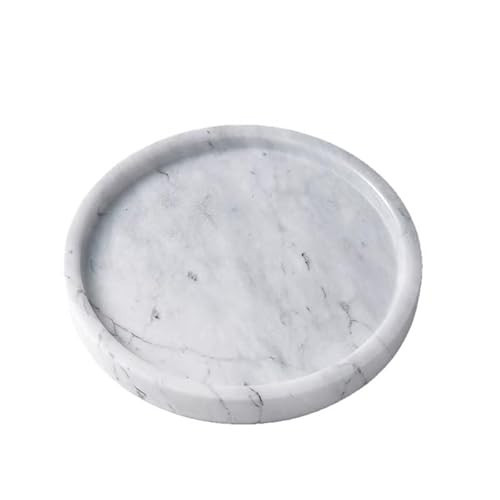 JZEN STONE ART, Marble Tray, Natural Marble Handmade Decorative Tray, Round Shape, Polished Finish, Contemporary Style, Jewelry Tray, Luxury Lifestyle, 5.91 x 5.91 x 0.63 Inches (White Marble) | Amazon (US)