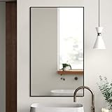 NeuType 38"x26" Wall-Mounted Mirror Bathroom Mirror for Wall, Aluminum Alloy Frame Wall Mirror for Bedroom, Entryway, Living Room, Hanging or Leaning Against Wall, Black | Amazon (US)