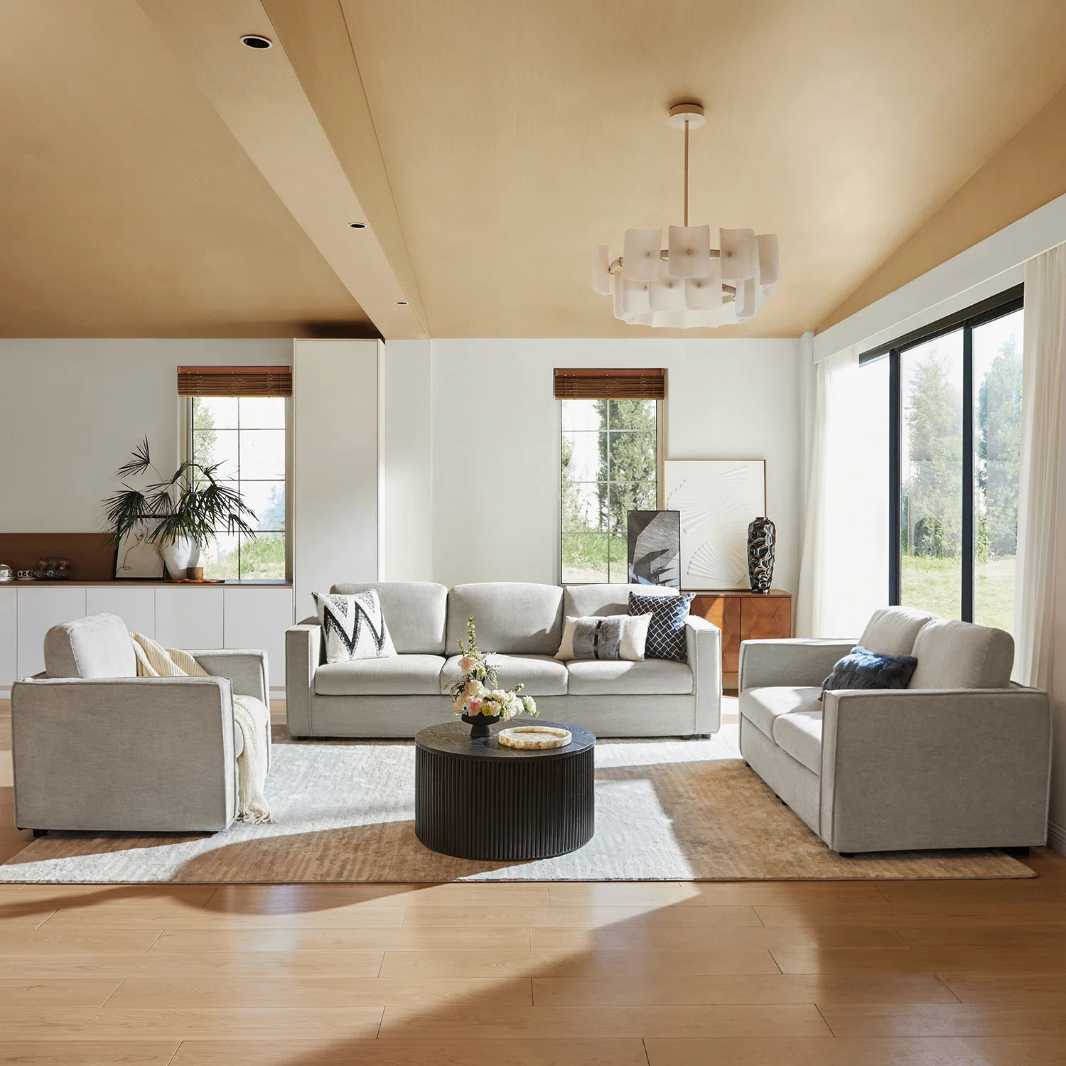 Danas Amelia Modern Slipcover Storage 3-Piece Living Room Sets | Wayfair North America