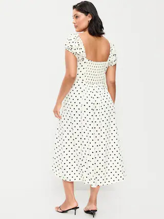 Short-Sleeve Fit & Flare Midi Dress | Old Navy (CA)