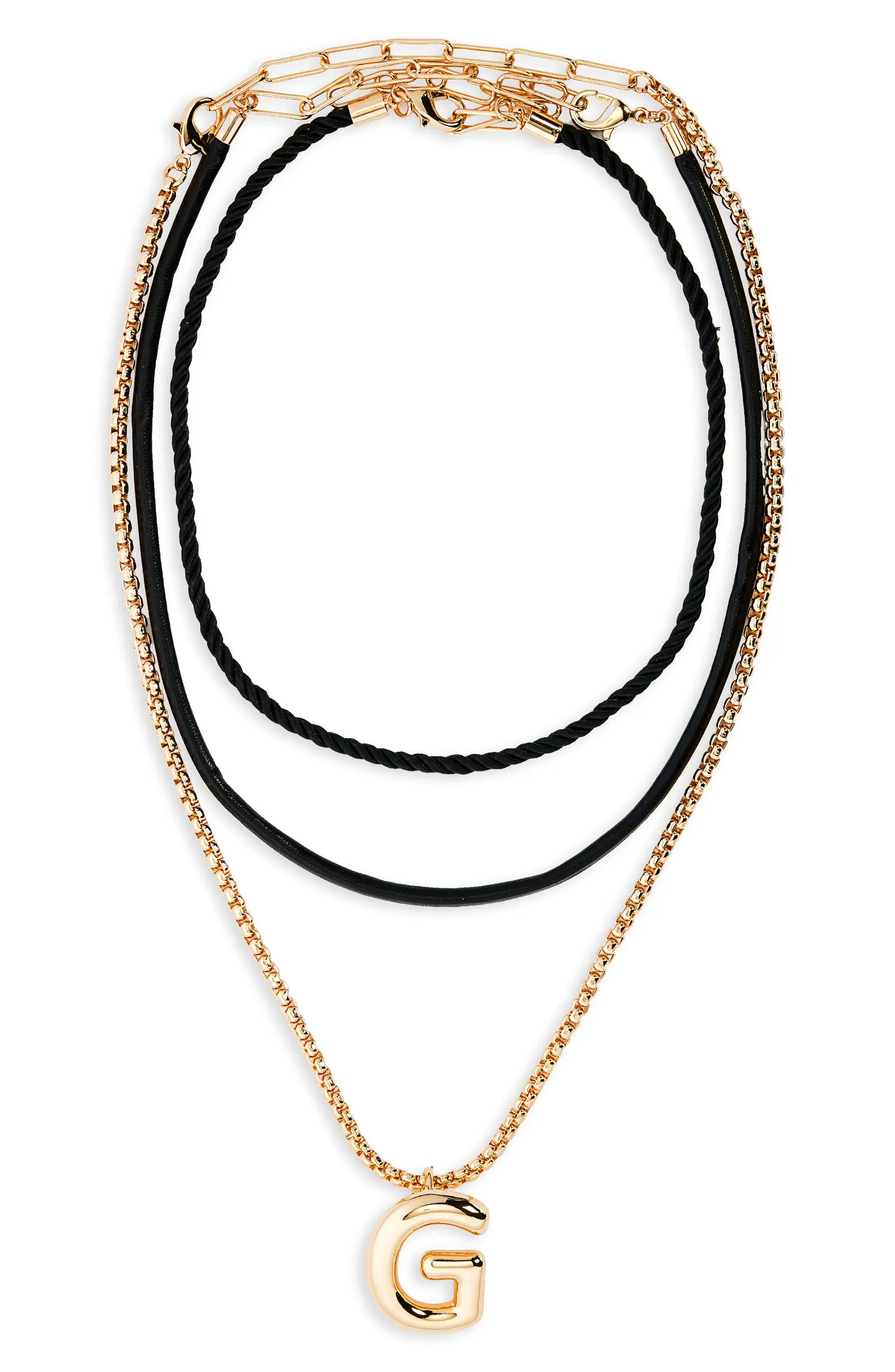 Open Edit Set of 3 Interchangeable Initial Pendant Necklaces | Nordstrom | Nordstrom