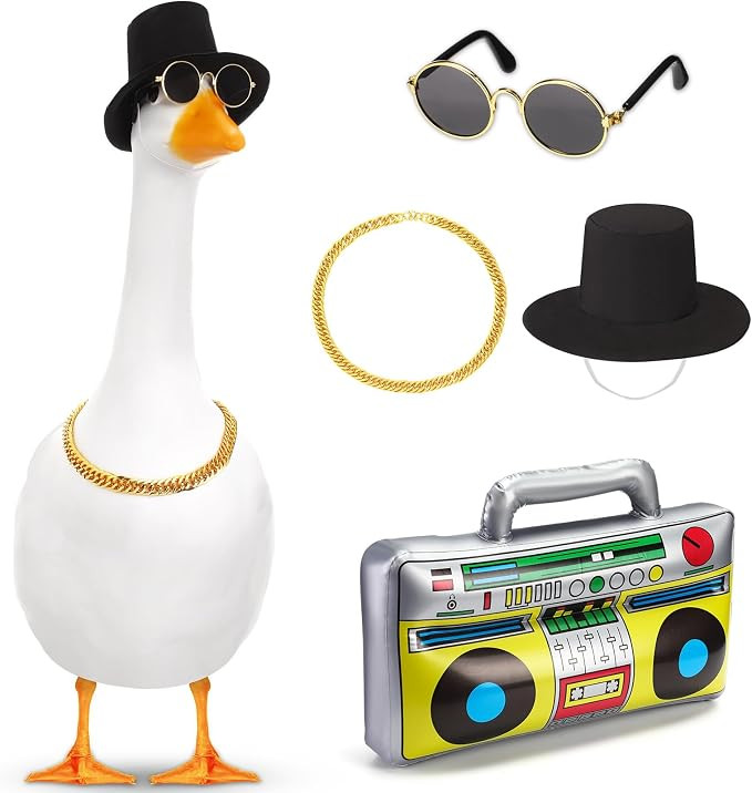 Porch Goose Outfit with Sunglasses for 23'' Porch Statue 80s/90s Goose Outfit with Chain Boom Box... | Amazon (US)