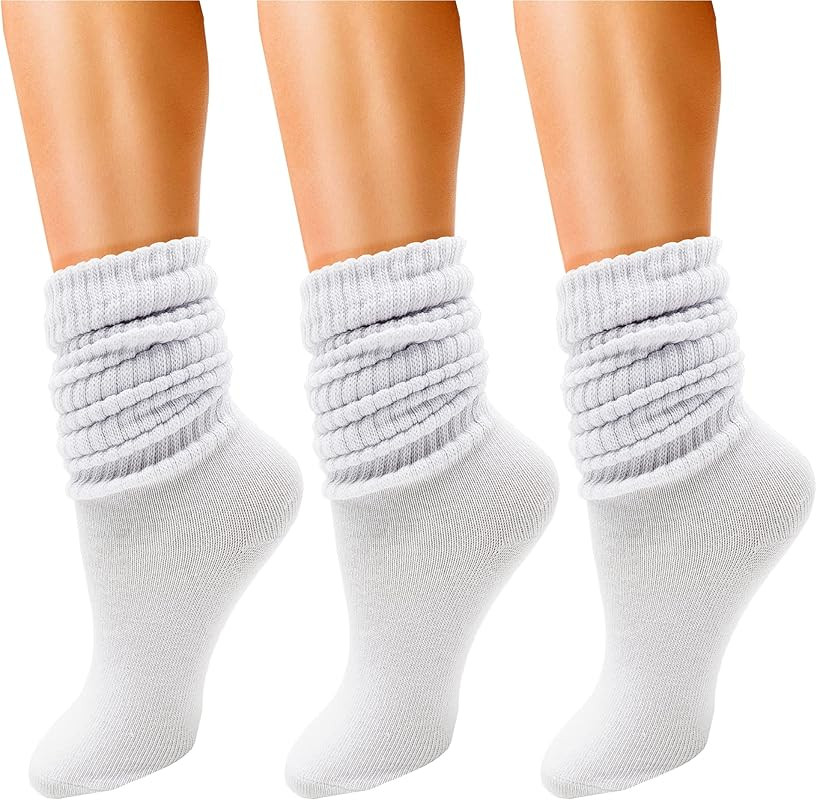 3 Pairs Slouch Socks for Women, Soft Extra Long Scrunch Knee High Sock, Bulk Pack | Amazon (US)