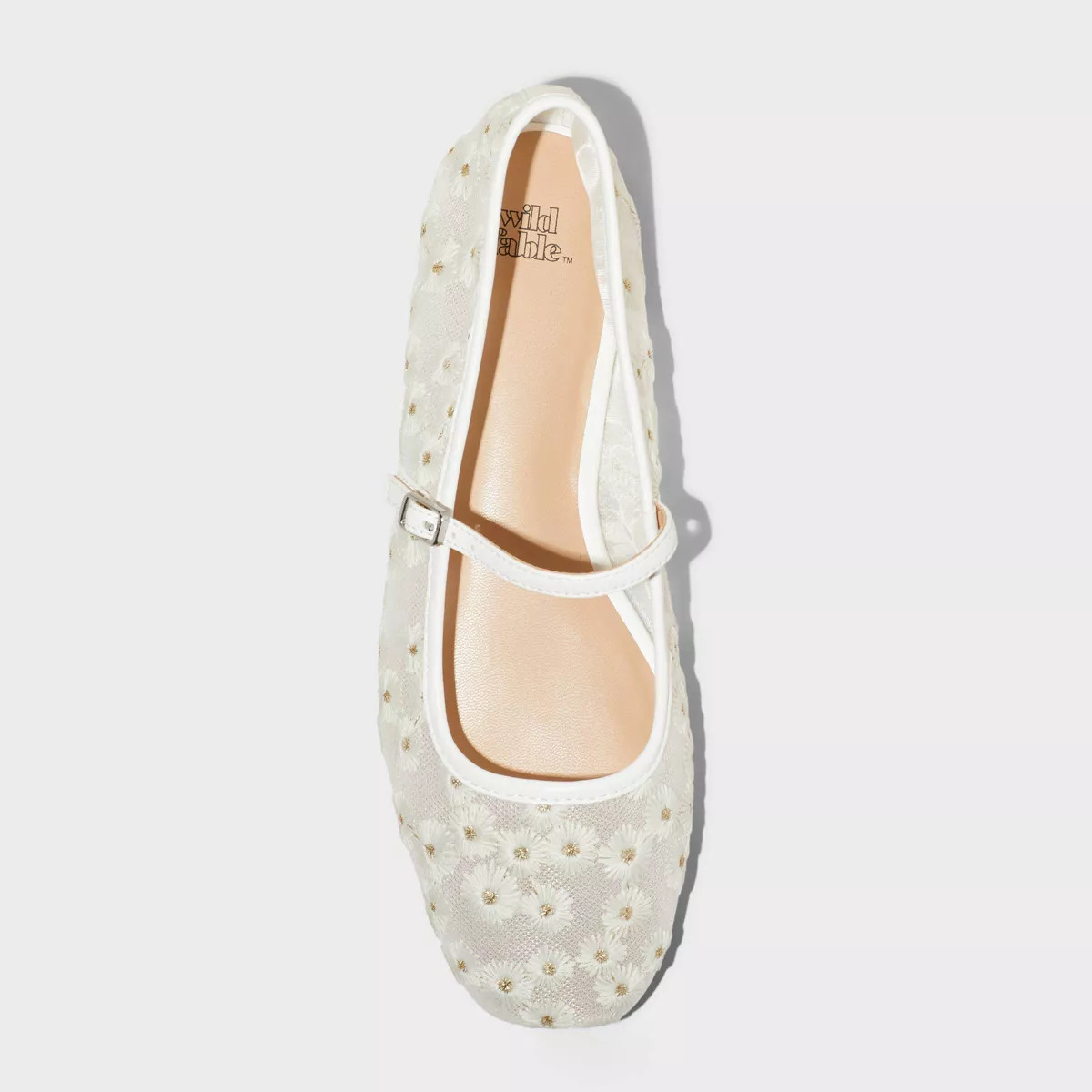 Women's Elsa Embroidered Floral Mesh Mary Jane Ballet Flats with Memory Foam Insole - Wild Fable... | Target