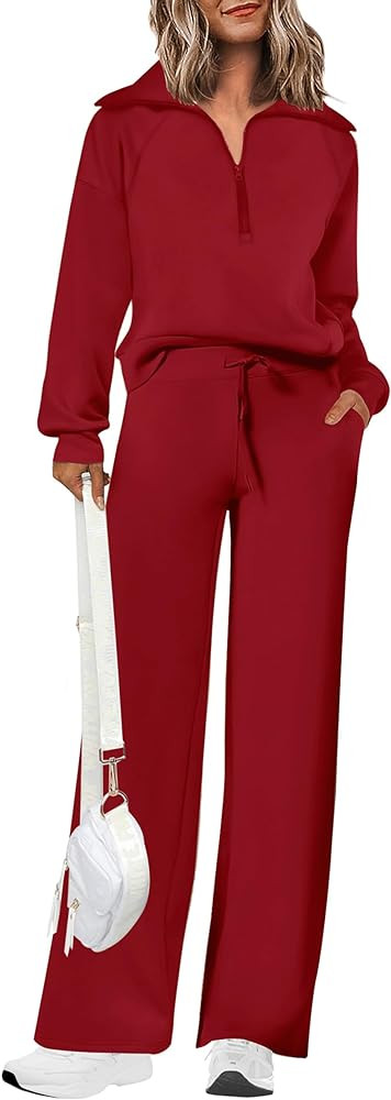 PRETTYGARDEN Women's 2 Piece Outfits Sweatshirts Wide Leg Pants Tracksuit Sets | Amazon (US)