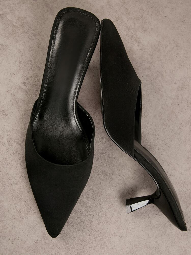 Solid Closed Toe Kitten Heeled Mules | SHEIN