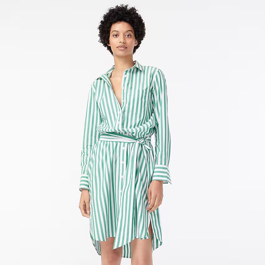 Classic-fit crisp cotton poplin shirtdress in stripe | J.Crew US