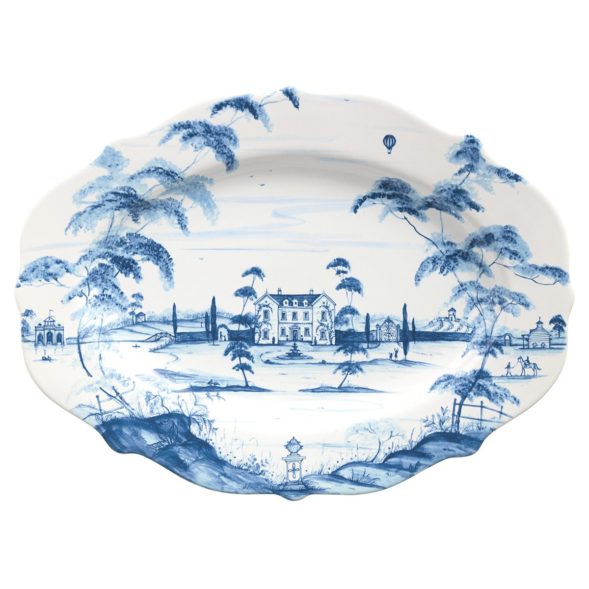 Juliska Country Estate Main House Delft Blue Ceramic Serving Platter | Kathy Kuo Home