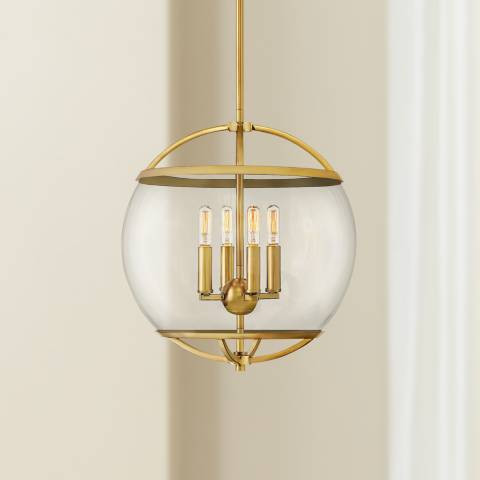 Hinkley Calvin 15" Wide Heritage Brass 4-Light Orb Pendant | Lamps Plus