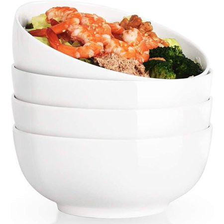 NJCharms Ceramic Salad Cereal Bowls, 7 Inches 40 Ounces Stackable Round White Fine Porcelain Soup Pa | Walmart (US)