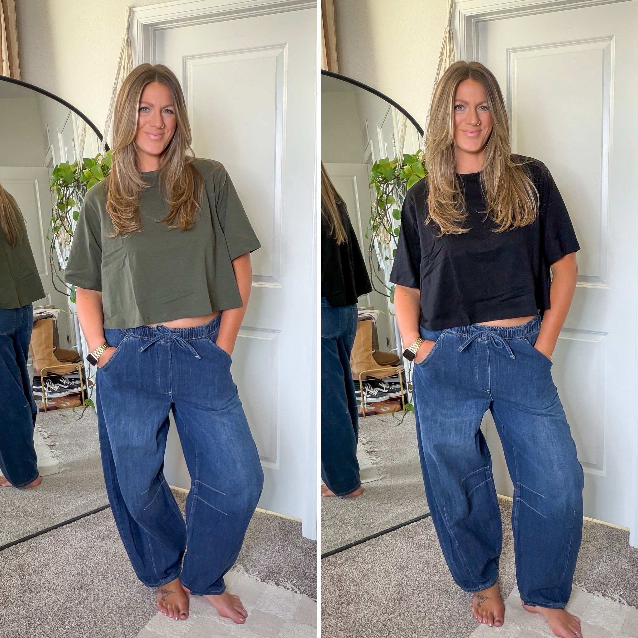 Medium reg oversize cropped t shirts, medium tall barrel jeans 
🇨🇦 links saved at the end 

#LTKTall #LTKSaleAlert #LTKOver40