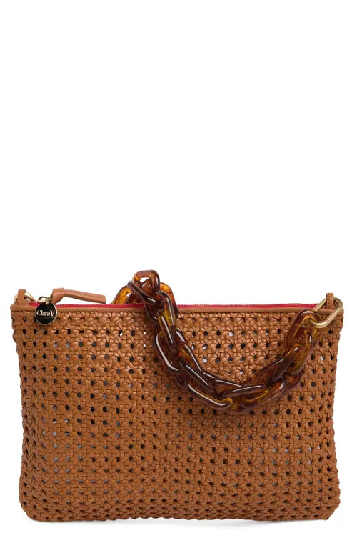 Clare V. Woven Flat Clutch in Tan Rattan at Nordstrom | Nordstrom