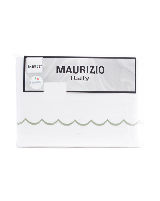 Made In Italy Scallop Embroidered Sheet Set | TJ Maxx