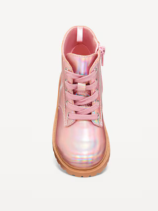 Shiny Faux-Leather Side-Zip Combat Boots for Toddler Girls | Old Navy (US)