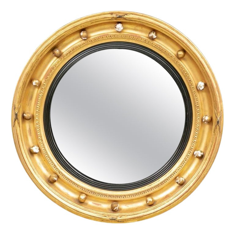 19th C. Carved And Gilt Convex Mirror for Restoration | 1stDibs