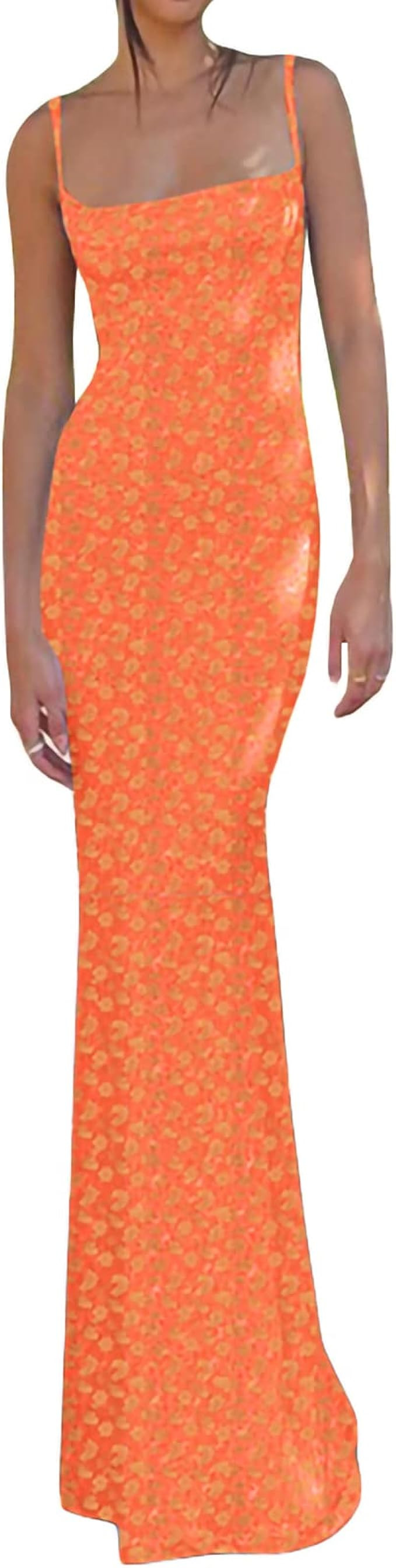 LWXQWDS Women's Spaghetti Strap Maxi Dress Bodycon Cami Long Dress Sleeveless Backless Low Cut Sl... | Amazon (US)