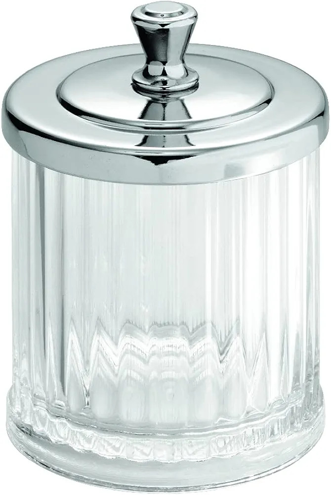 iDesign Alston Bathroom Vanity Canister Jar for Cotton Balls, Swabs, Cosmetic Pads - Clear/Chrome... | Amazon (US)