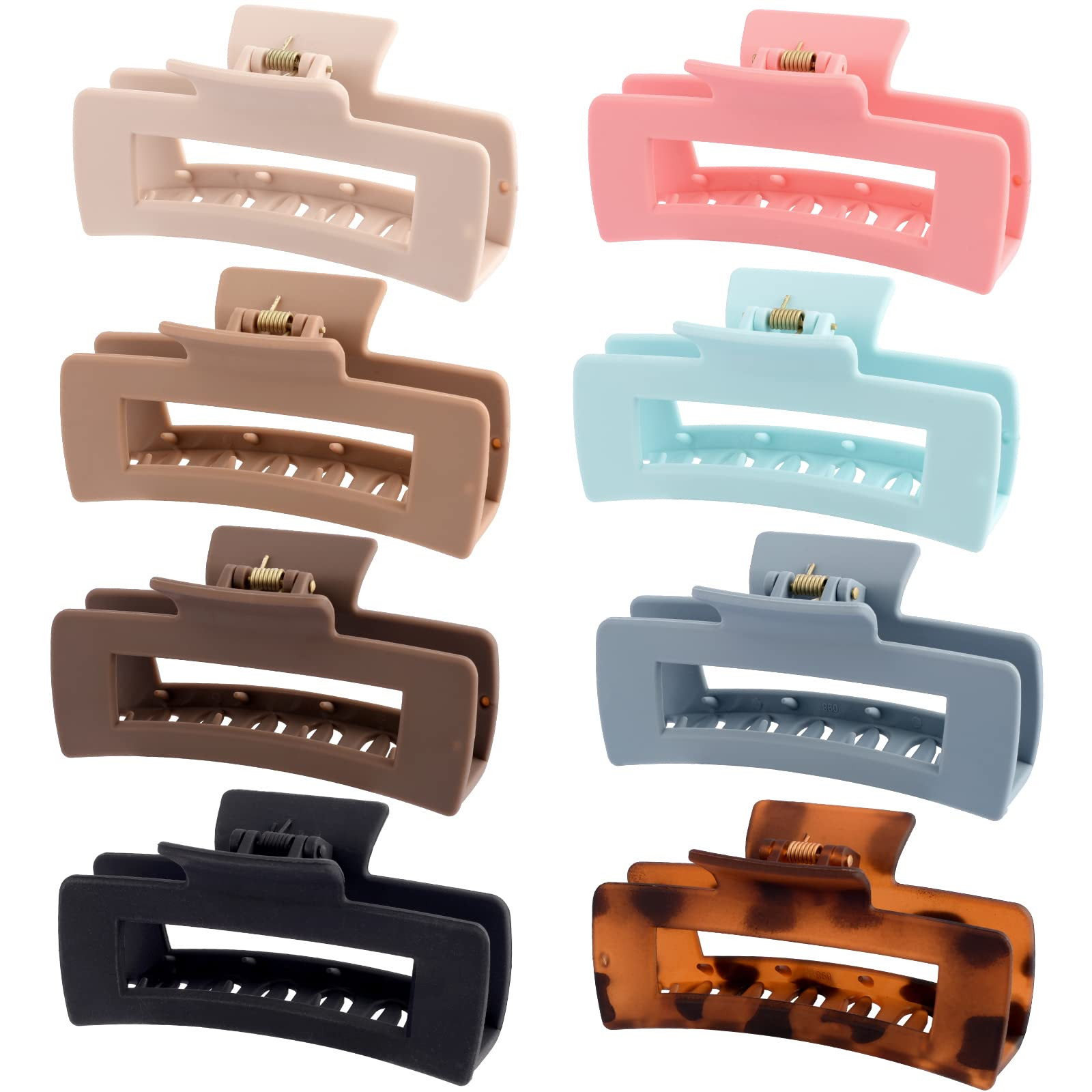 8 Pack 4.1 Inche Large Rectangle Hair Claw Clips, Matte Hair Clips for Women Thin Thick Curly Hair,  | Amazon (US)