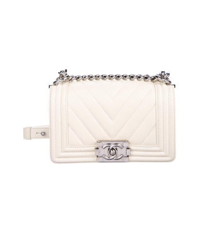 Chanel Small Chevron Boy Bag silver Chanel Small Chevron Boy Bag | The RealReal