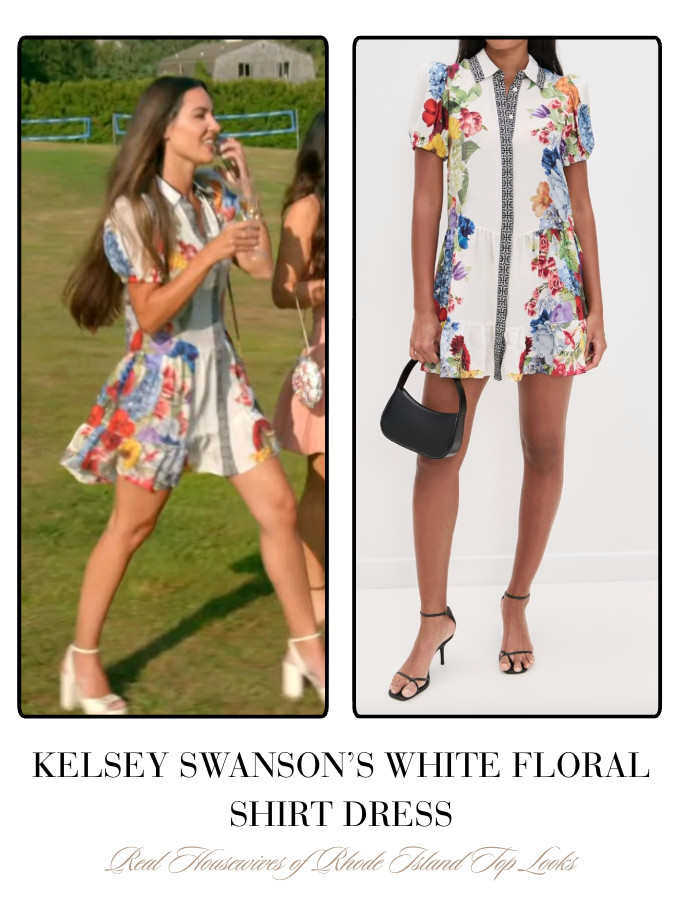 Kelsey Swanson's White Floral Shirt Dress 

 
