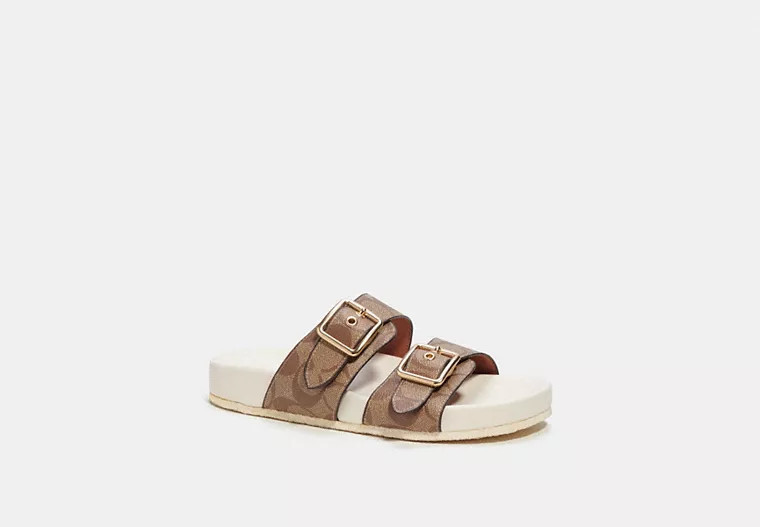 Coach Outlet Allanah Sandal In Signature Canvas - White, Size: 8.5 | Coach Outlet US