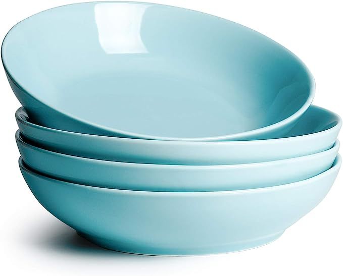 Sweese 113.102 Porcelain Large Salad Pasta Bowls - 45 Ounce 1.3 Quart - Set of 4, Turquoise | Amazon (US)
