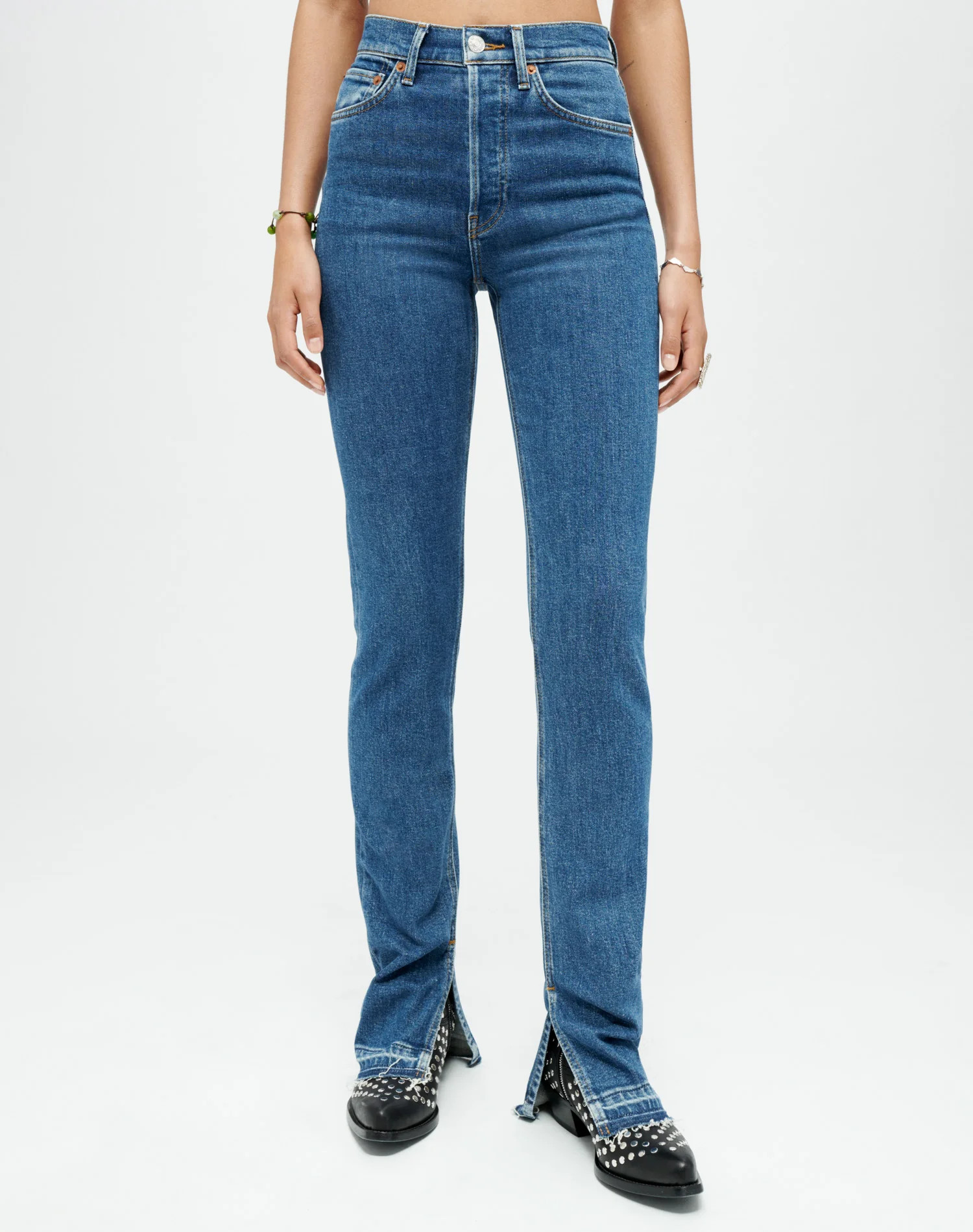 RE/DONE | Comfort Stretch High Rise Skinny Boot in Western Rinse | RE/DONE