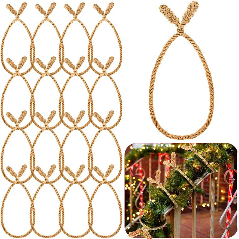 20 Inches Christmas Garland Ties Festive Gold Twist Ties for Banister Decorations (16 Pcs, Gold) | Walmart (US)