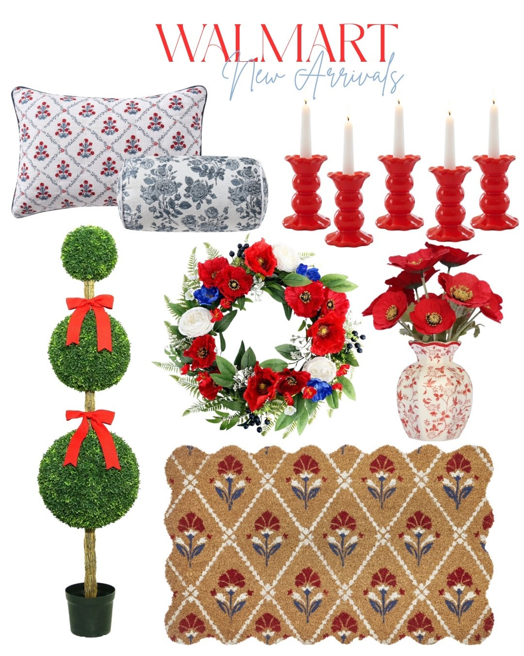 Walmart New Arrivals!! My Texas House patriotic decor!  So much cute new outdoor decor, topiaries, rugs and pillows!! 

#LTKSeasonal #LTKHome