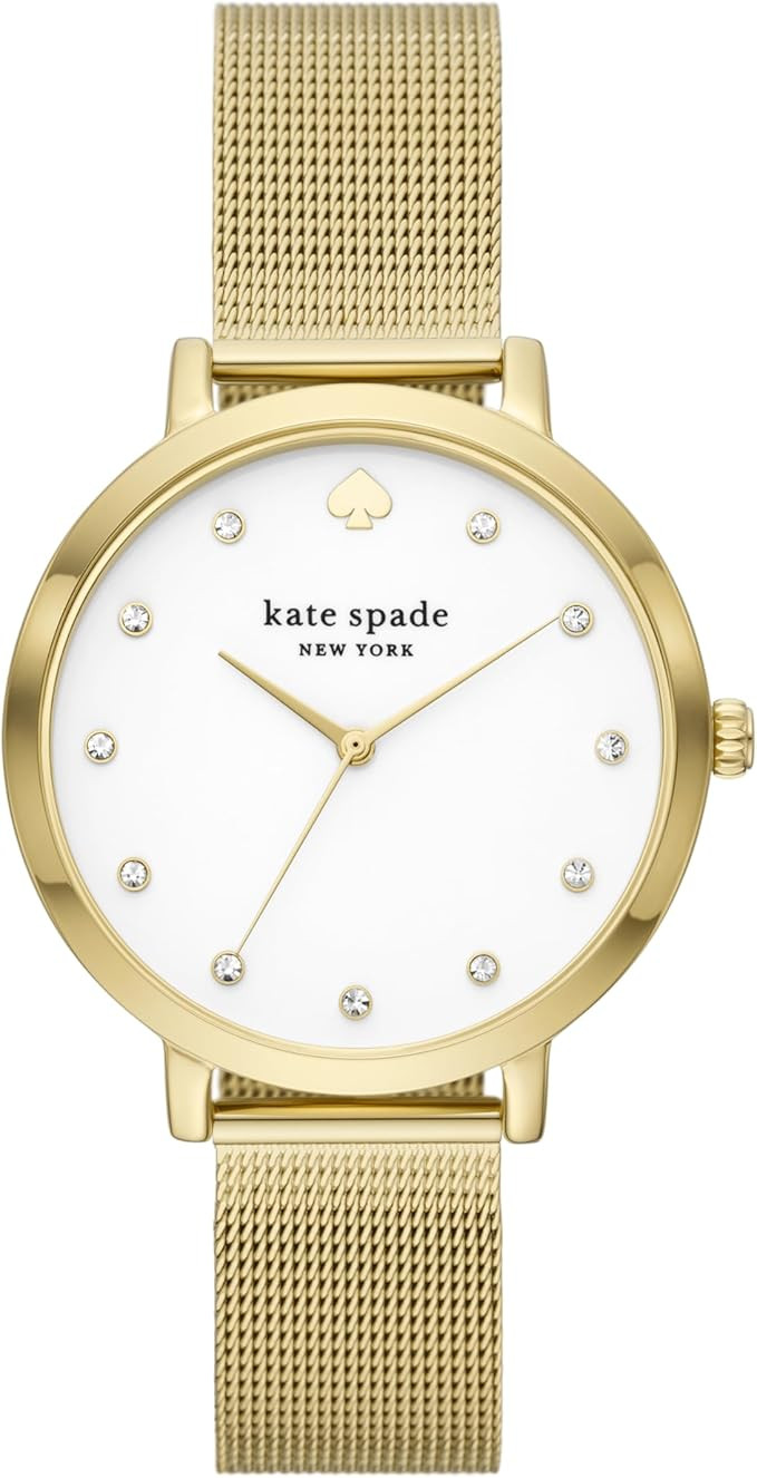 Kate Spade New York Women's Monterey Three-Hand Gold-Tone Stainless Steel mesh Band Watch | Amazon (US)