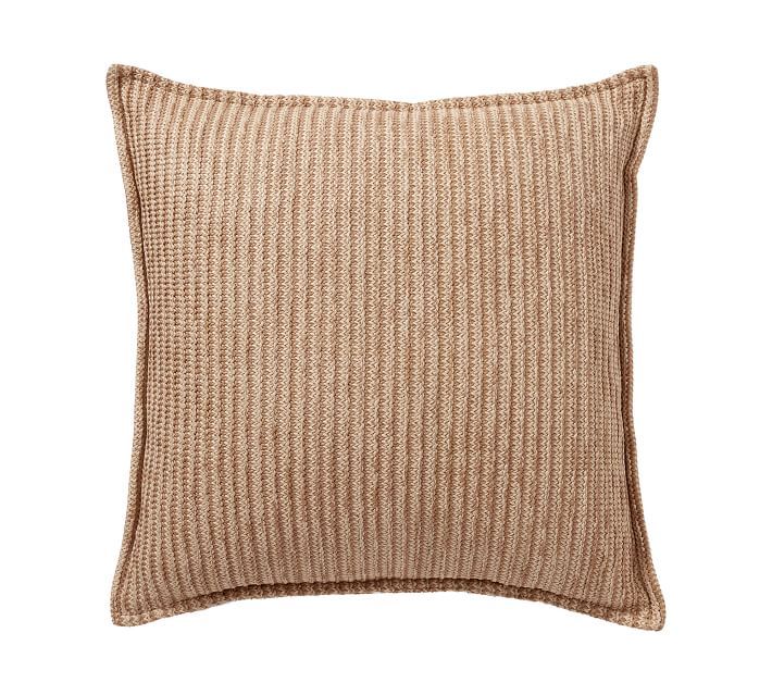 Faux Natural Fiber Flange Indoor/Outdoor Pillow, 20", Natural | Pottery Barn (US)