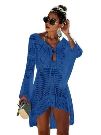 Women Summer Lace Crochet Bikini Cover Up Swimwear Bathing Suit Beach Dress Tops | Walmart (US)