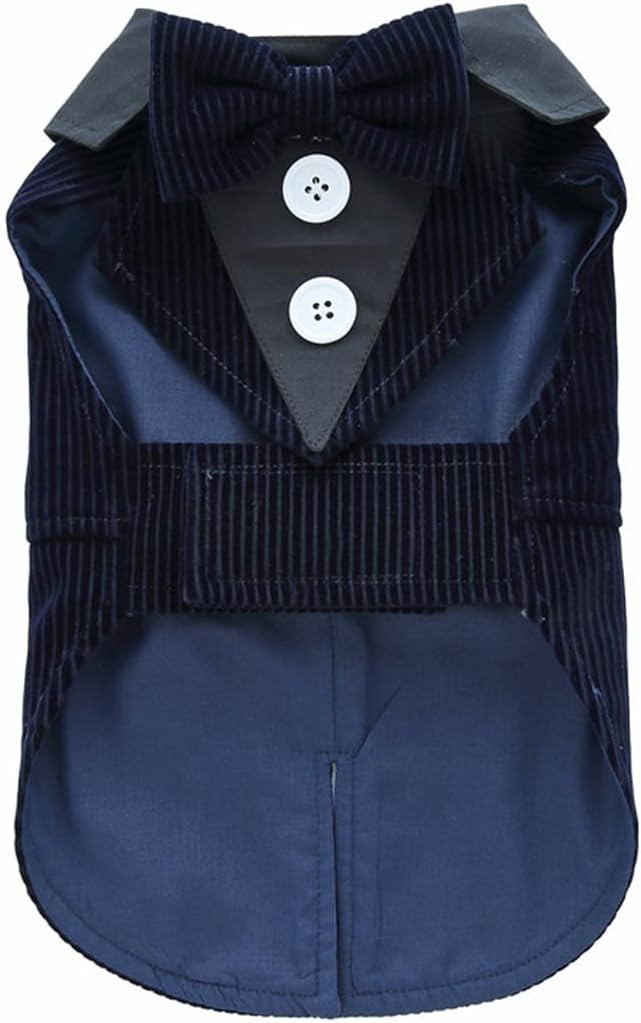 DOTEYAYP Puppy Velvet Tuxedo with Detachable Bowtie Prom Wedding Formal Dog Prince Costume (Mediu... | Amazon (US)