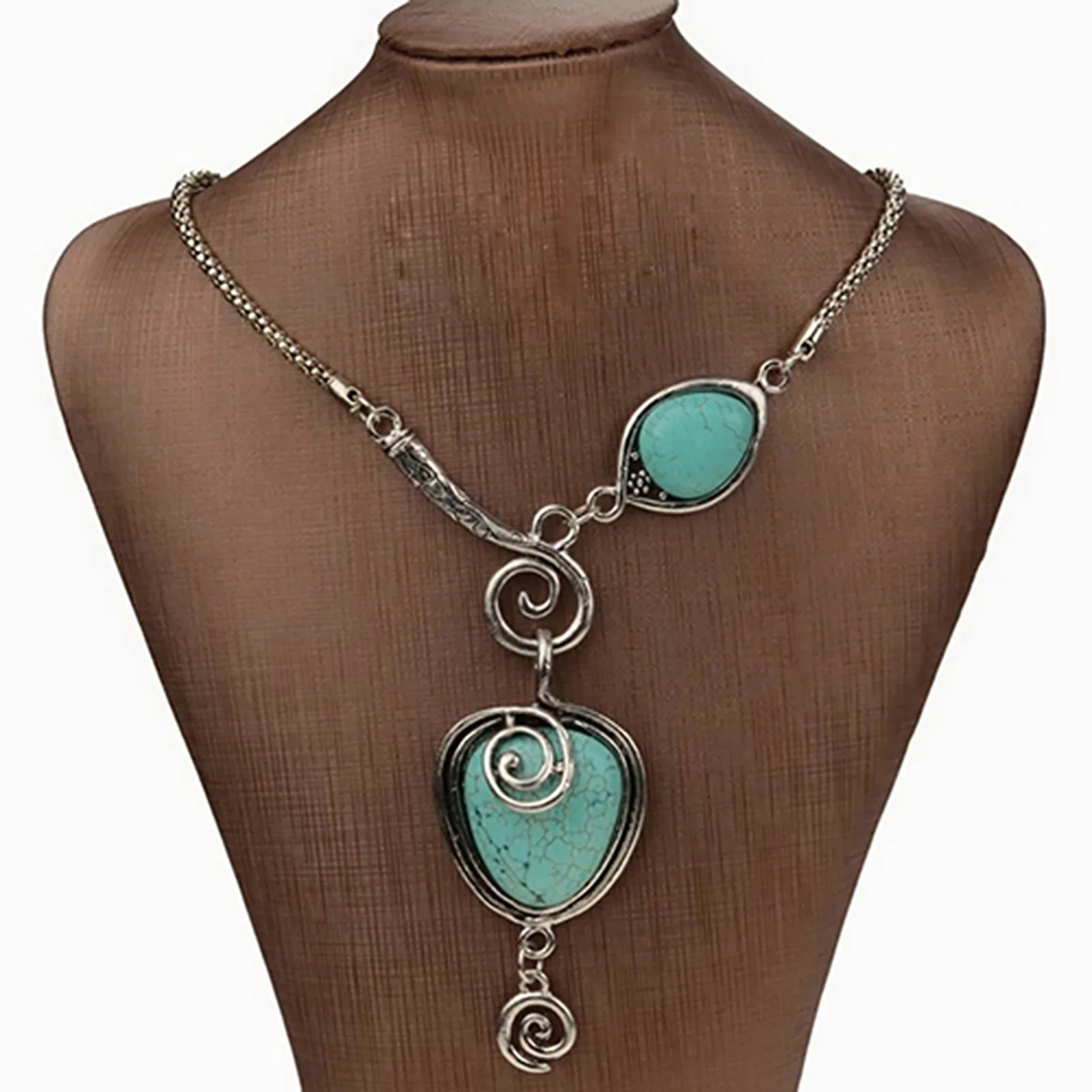 Ayyufe Women Bib Collar Y-necklace Necklace Turquoise Gemstone Heart Statement 16-19 Inch | Walmart (US)