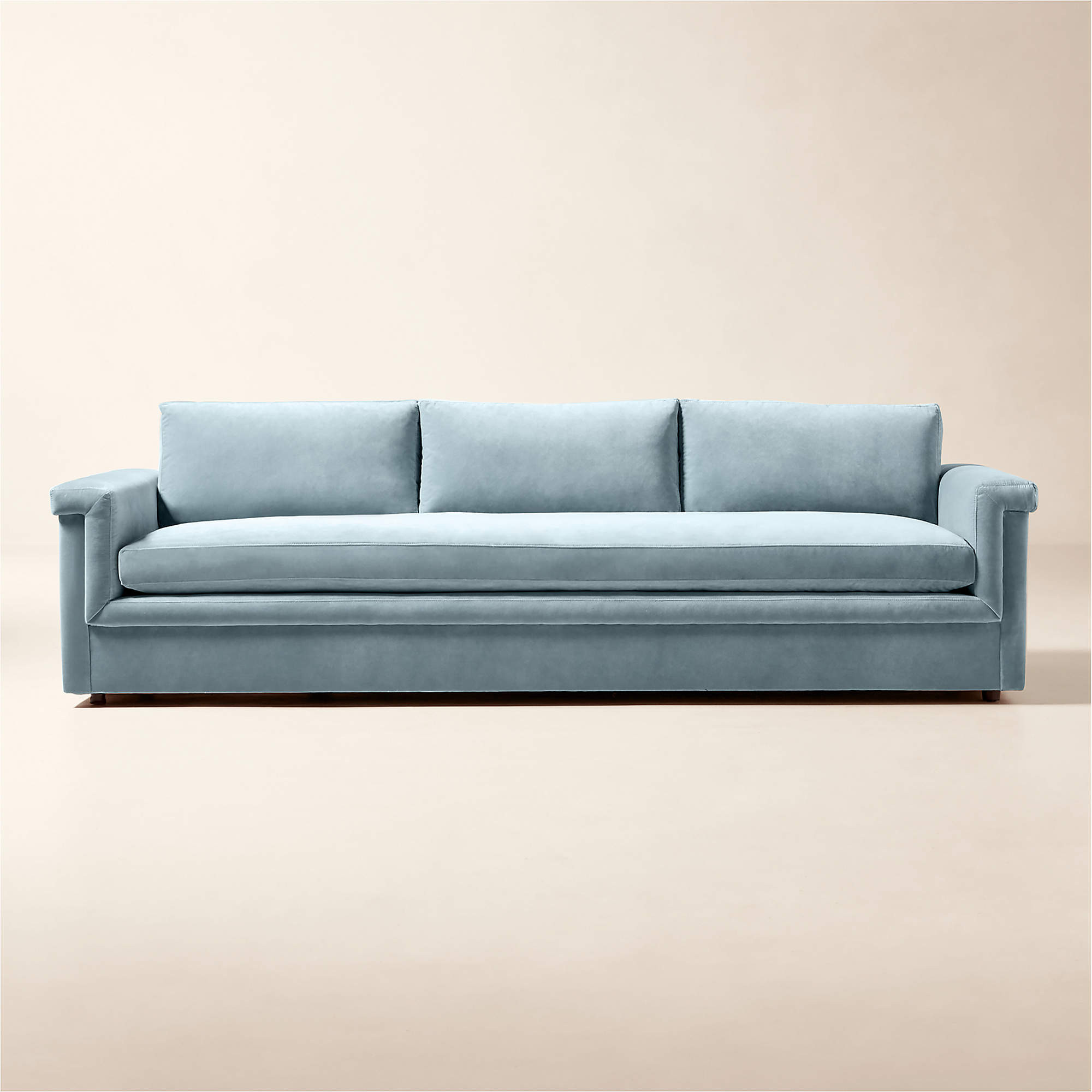 Ceva 103" Light Blue Performance Velvet Sofa + Reviews | CB2 | CB2