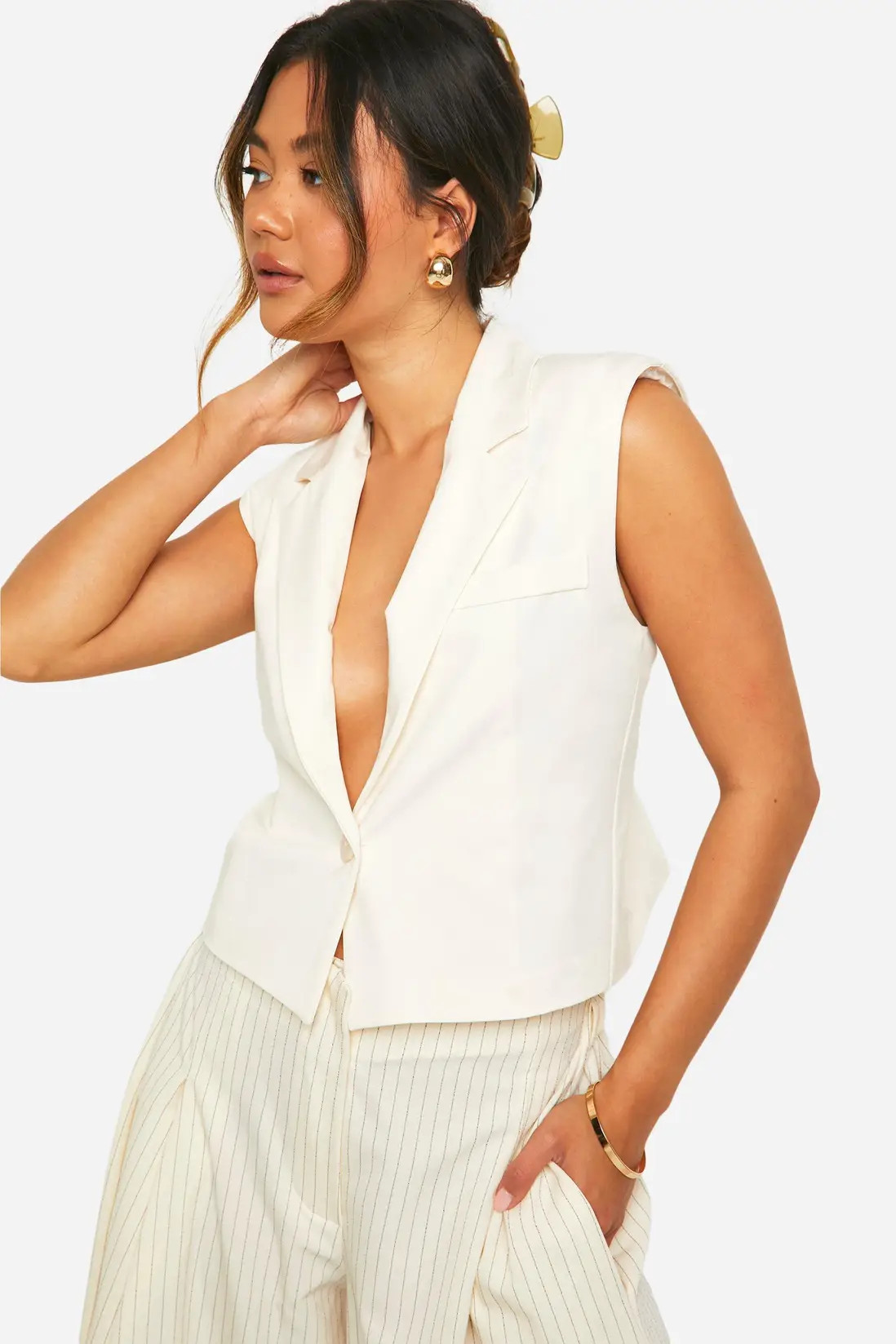 Boxy Cropped Longline Waistcoat | boohoo (US & Canada)