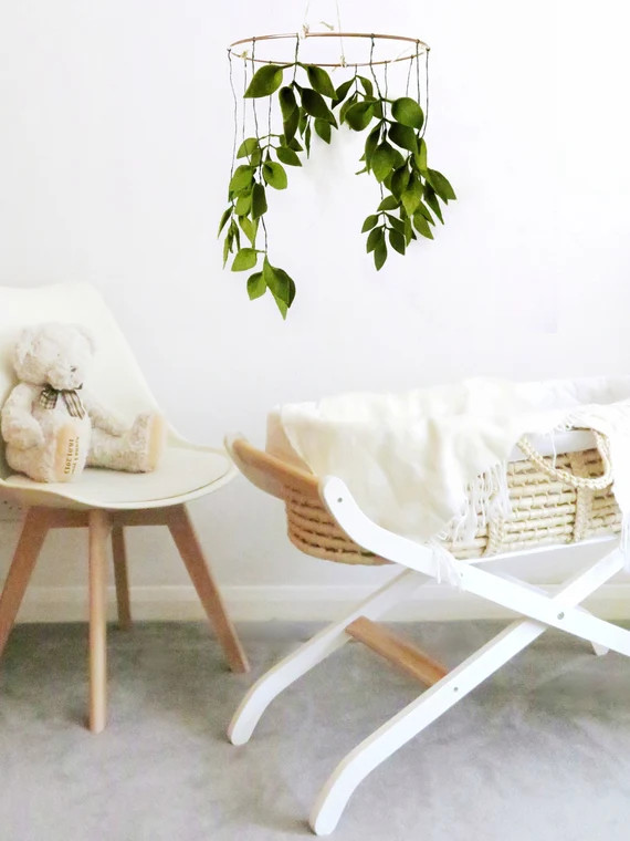Baby crib leaf mobile Greenery hanging mobile Greenery baby | Etsy | Etsy (US)