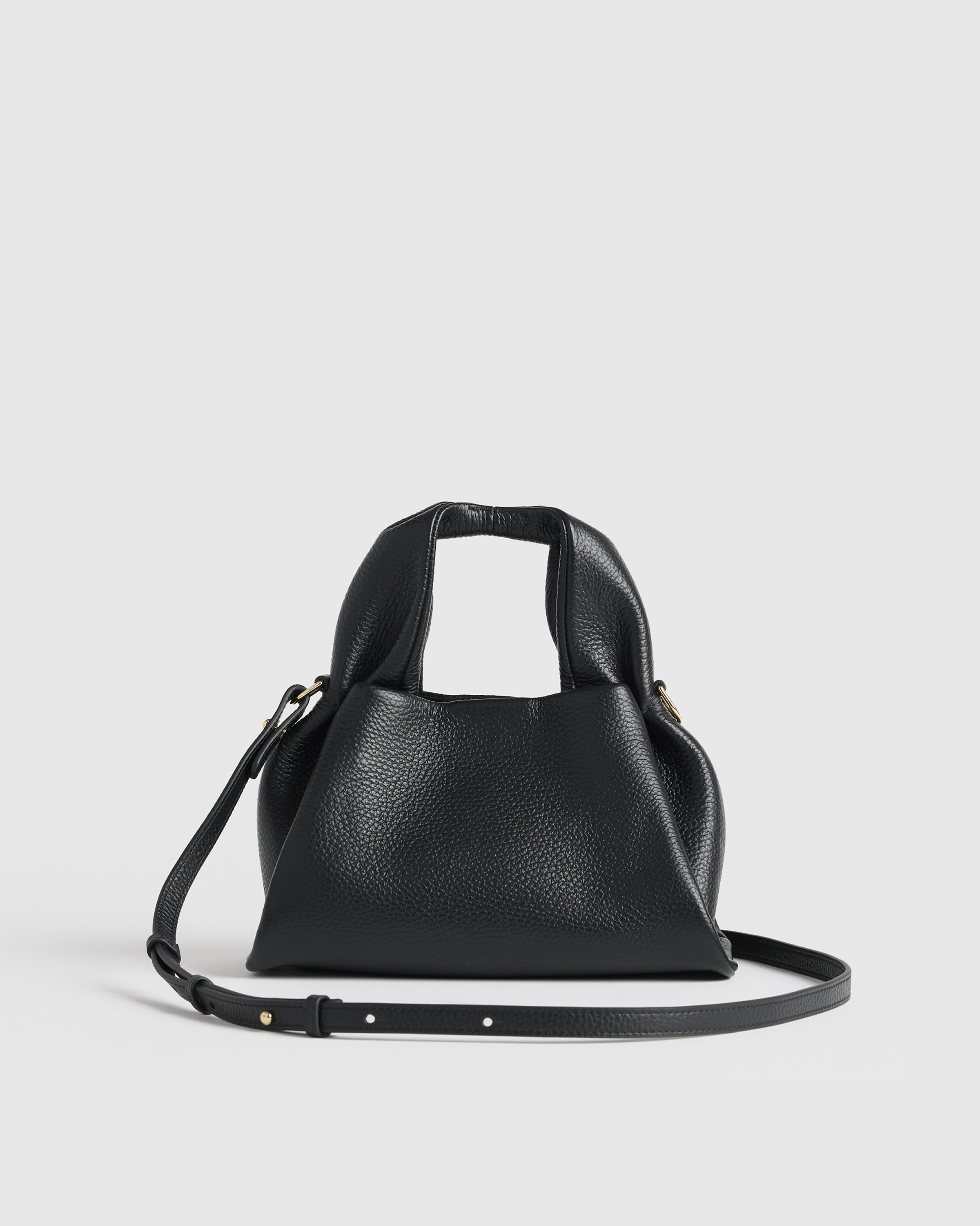 Quince | Women's Italian Leather Trapeze Crossbody in Black | Quince