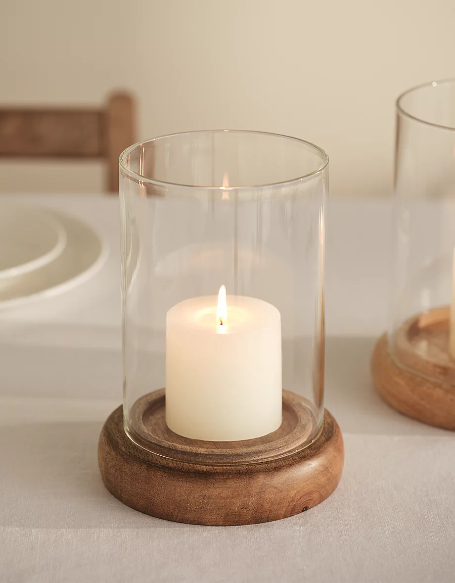 Mango Wood Hurricane \u2013 Medium | Candle Holders | The  White Company | The White Company UK & ROW