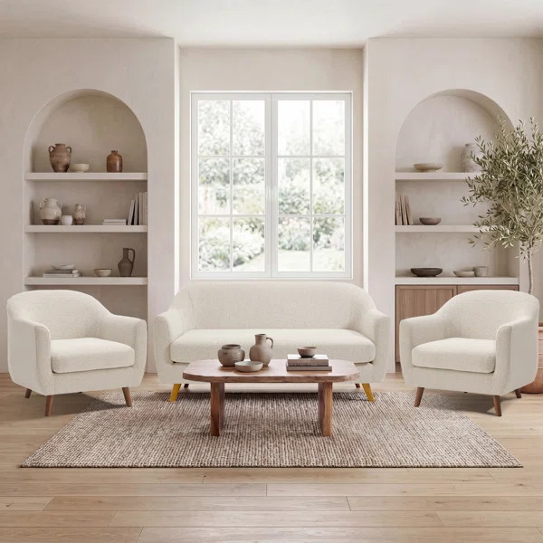 Kaya 3-Piece Modern Living Room Sofa Set With Loveseat And Accent Chair | Wayfair North America