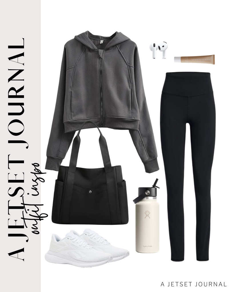 For a casual fit, this oversized cropped hoodie is a great way to start. You can pair it with black leggings and these white Reebok sneakers for a comfy look. You can carry this nylon purse for your stuff.


#LTKSeasonal #LTKSaleAlert #LTKTravel 

 