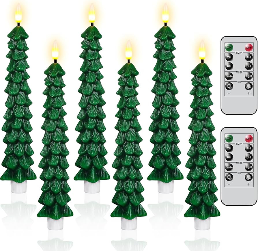 Christmas Tree Candles, Christmas Candles Battery Operated with 2 Remote, Set of 6 Real Wax Flame... | Amazon (US)