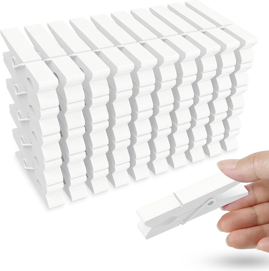 50PCS Colored Wooden Clothespins, 2.9inch White Clothes Pins for Clip Pictures Photos Decorative,... | Amazon (US)