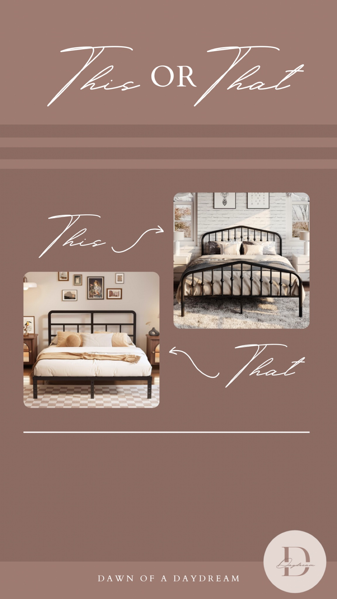 Which would you choose? 

 | modern lines | transitional | vintage style | black metal bed frame | moody | striped | new vs old | Amazon finds 

#LTKHome